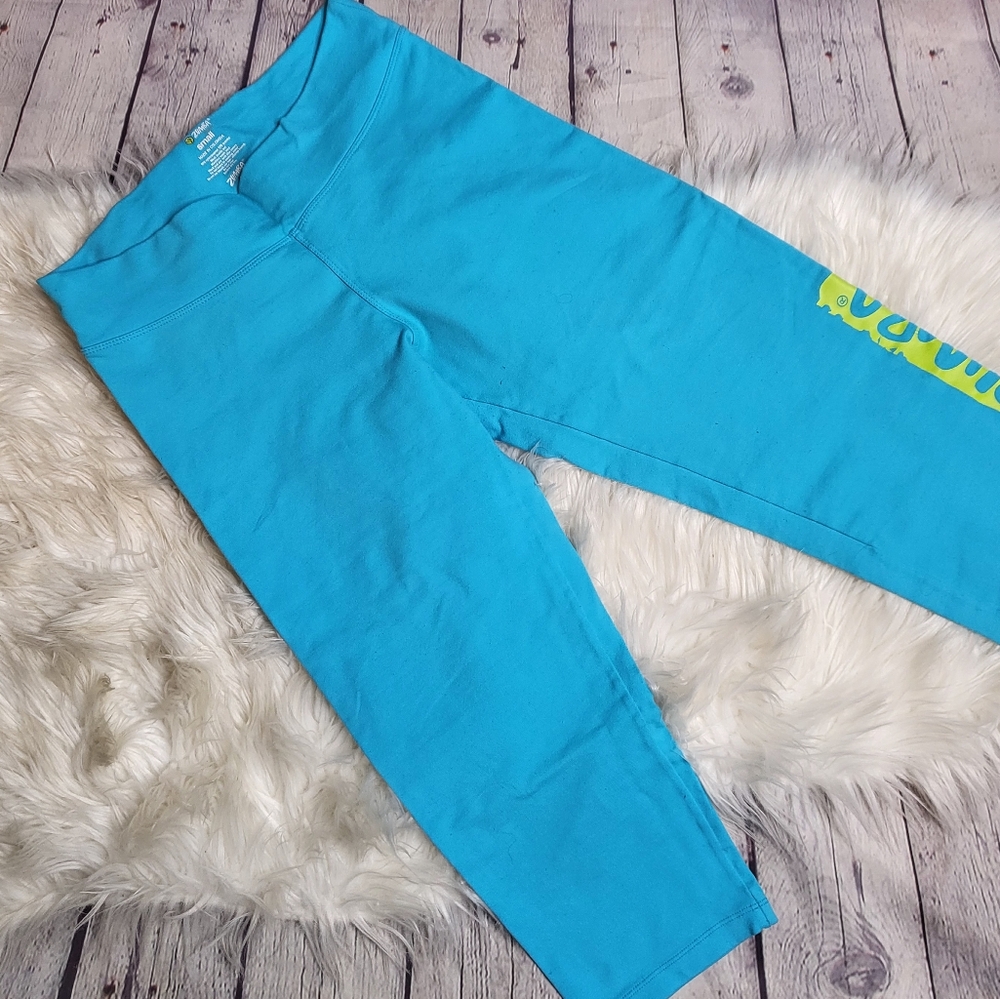 Zumba Aqua Teal Crop Leggings Small
